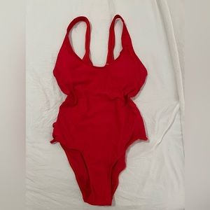 Red One Piece Swimsuit with Back Strappy Detail